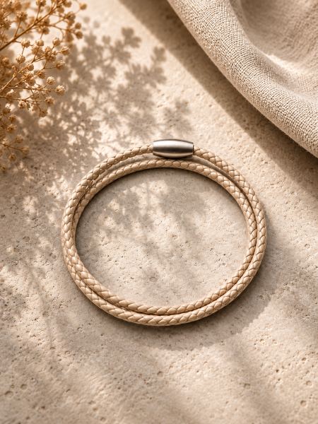 Herrenband 3mm geflochten mit Magnet 2fach