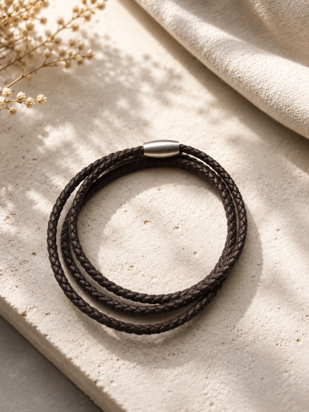 Herrenband 3mm geflochten mit Magnet 3fach