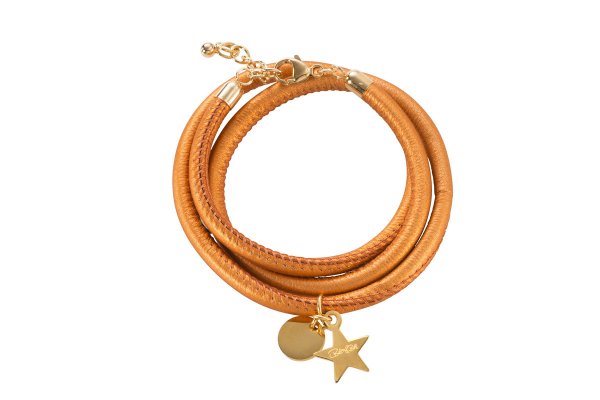 Hollywood Armband orange, vergoldet