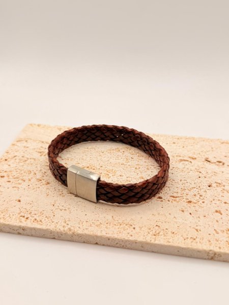 Herren Armband flach braun geflochten