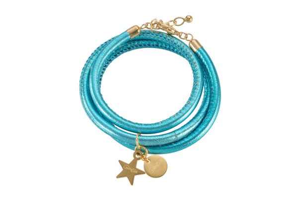 Hollywood Armband türkis, vergoldet