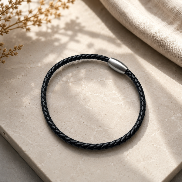 Herrenband 3mm geflochten mit Magnet 1fach